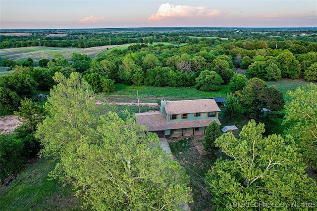 view of aerial view at dusk