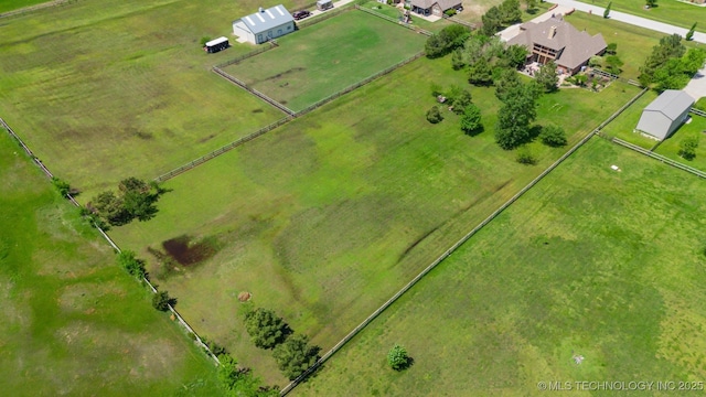 bird's eye view featuring a rural view