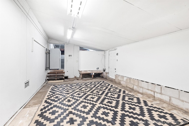 finished basement with visible vents