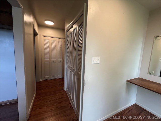 12131 E 31st Pl, Tulsa, OK 74146 - hall with dark wood-style floors and baseboards