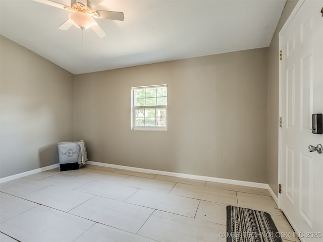 2236 S Marion Ave, Tulsa, OK 74114 - unfurnished room with light tile patterned floors, baseboards, and a ceiling fan