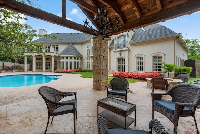 10910 S 69th E Ave, Tulsa, OK 74133 - view of pool with french doors and a patio area
