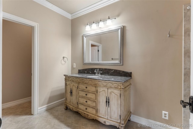 10910 S 69th E Ave, Tulsa, OK 74133 - bathroom with vanity, crown molding, and tile patterned flooring