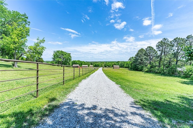 view of street with a rural view