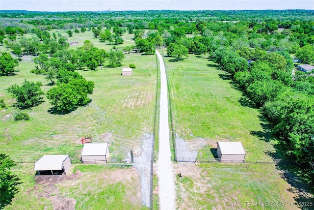 bird's eye view with a rural view