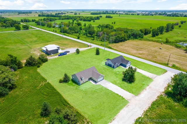 aerial view featuring a rural view