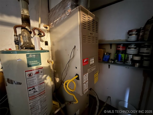 utilities with heating unit and gas water heater