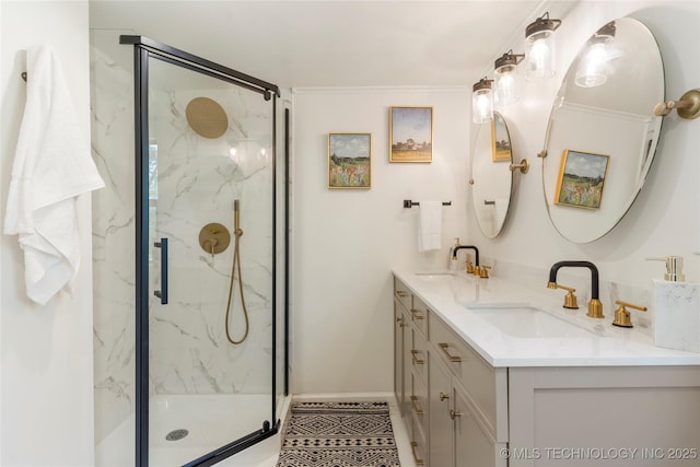 12415 N 75th E Ave, Collinsville, OK 74021 - full bathroom with a marble finish shower and double vanity