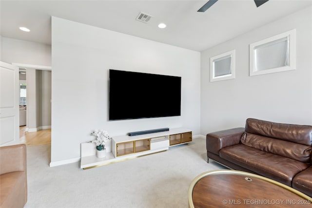 12509 S 102nd E Ave, Bixby, OK 74008 - carpeted living room with recessed lighting, baseboards, and visible vents