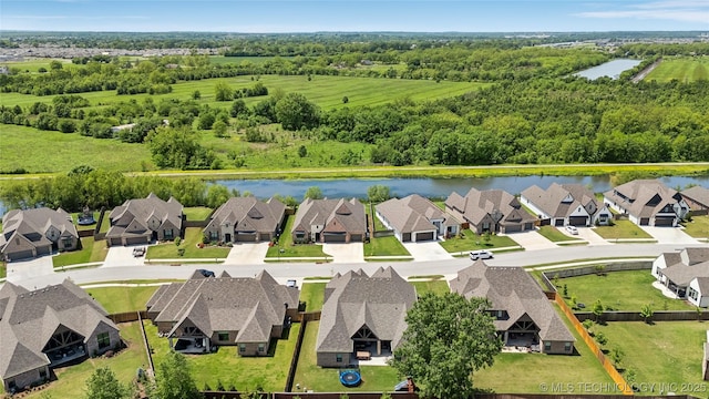 12509 S 102nd E Ave, Bixby, OK 74008 - bird's eye view with a water view and a residential view