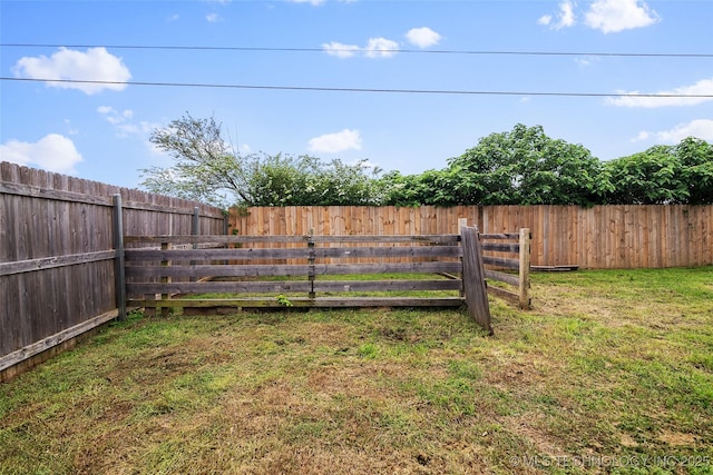 view of yard with a fenced backyard
