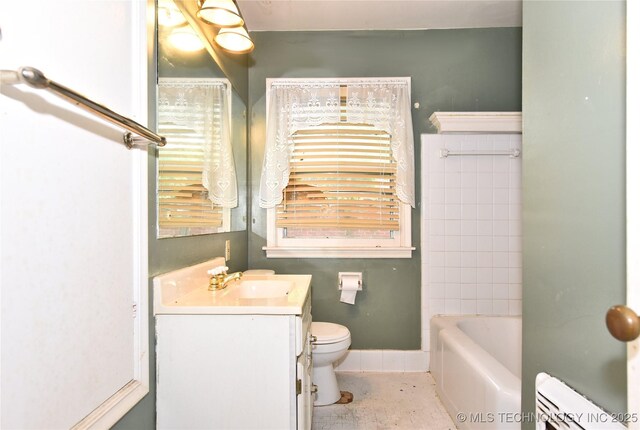 2140 S Columbia Ave, Tulsa, OK 74114 - full bathroom with toilet, a tub, vanity, and a shower