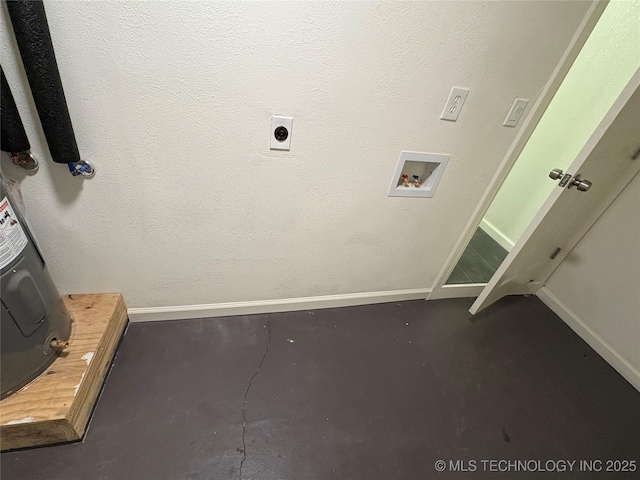 laundry room featuring laundry area, washer hookup, baseboards, and hookup for an electric dryer
