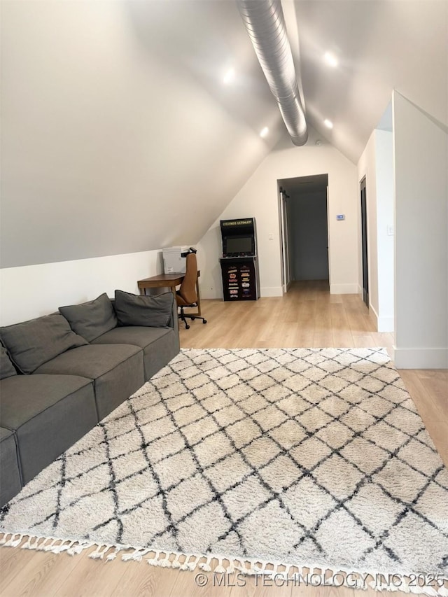 1583 E Clara Ct, Fort Gibson, OK 74434 - additional living space with baseboards, vaulted ceiling, and light wood-type flooring