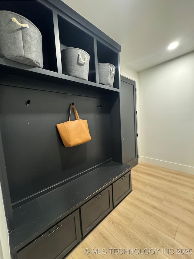 1583 E Clara Ct, Fort Gibson, OK 74434 - mudroom with baseboards, recessed lighting, and light wood finished floors