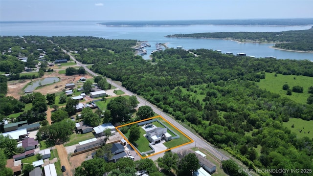 8973 Birch St, Kingston, OK 73439 - aerial view featuring a water view and a view of trees