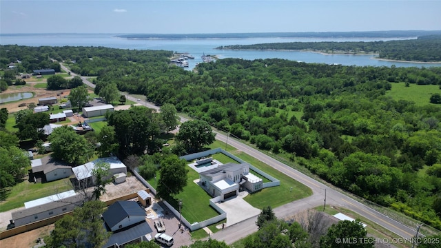 8973 Birch St, Kingston, OK 73439 - birds eye view of property featuring a water view and a wooded view