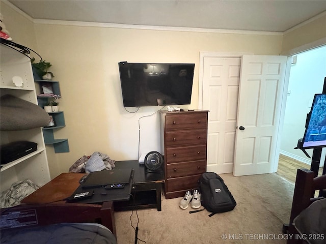 3210 Summit Blvd, Sand Springs, OK 74063 - carpeted bedroom with crown molding and an office area