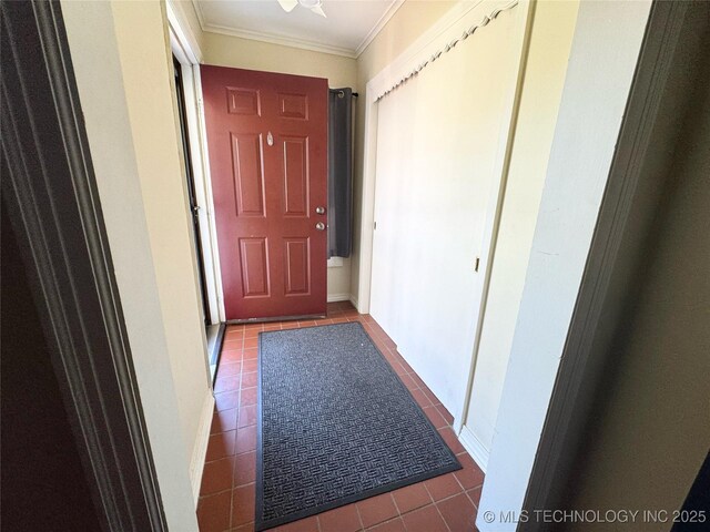 3210 Summit Blvd, Sand Springs, OK 74063 - doorway to outside featuring crown molding and tile patterned flooring