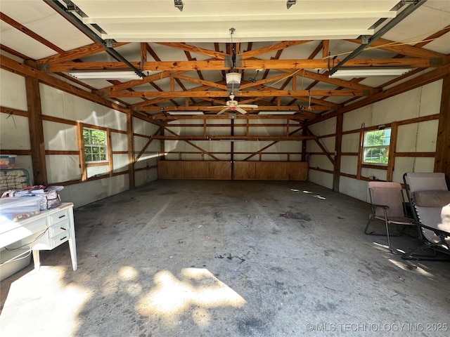 garage with a garage door opener