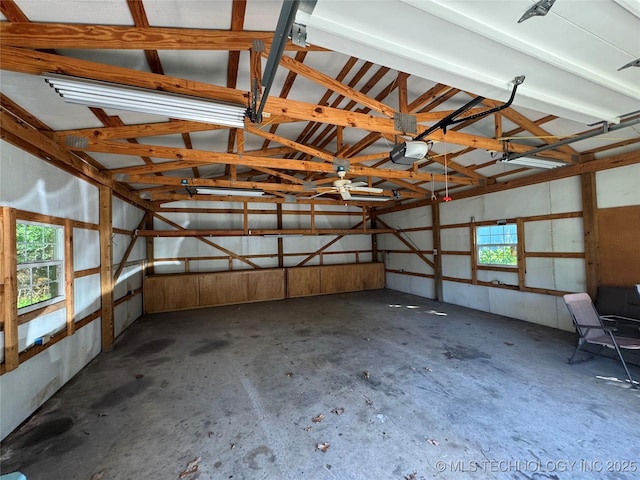 garage with a garage door opener