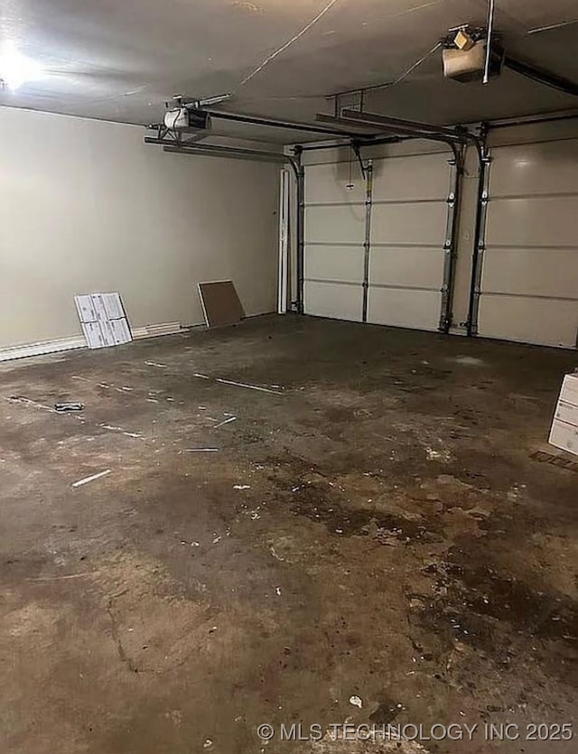 garage with a garage door opener