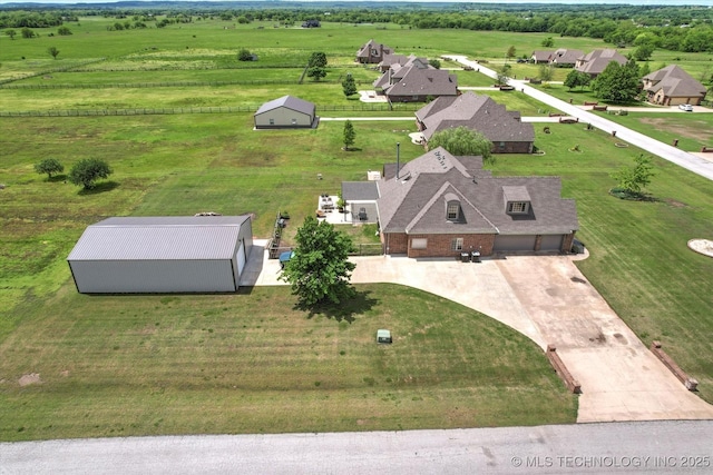aerial view with a rural view