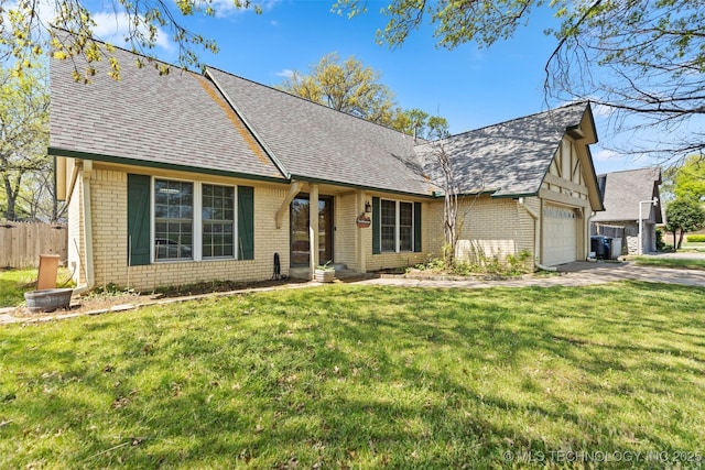 view of front of house featuring brick siding, an attached garage, and roof with shingles