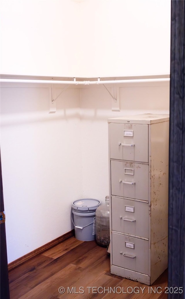 spacious closet with wood finished floors