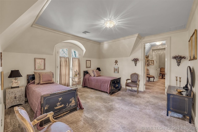 2119 E 30th Pl, Tulsa, OK 74114 - carpeted bedroom featuring crown molding and visible vents