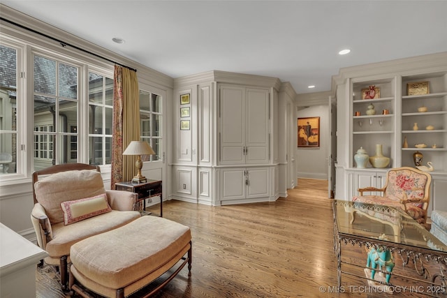 2119 E 30th Pl, Tulsa, OK 74114 - sitting room featuring light wood-style flooring, a wealth of natural light, and recessed lighting