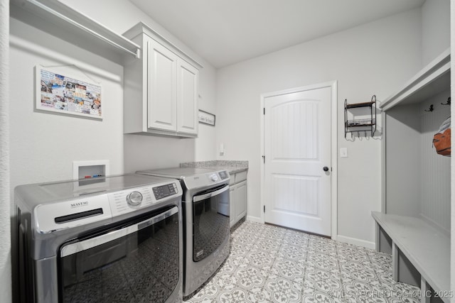 10431 S 232nd E Ave, Broken Arrow, OK 74014 - laundry room with cabinet space, separate washer and dryer, and baseboards