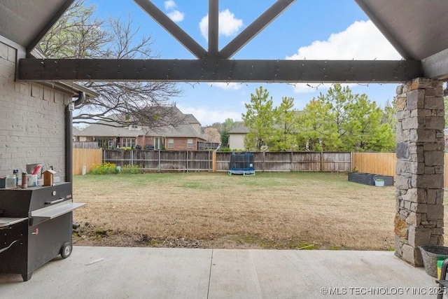 view of yard featuring a fenced backyard