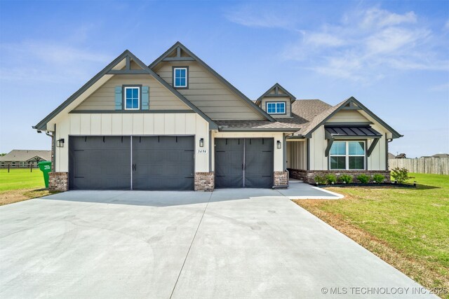 3494 E 155th St S, Bixby, OK 74008 - craftsman inspired home with board and batten siding, driveway, brick siding, and roof with shingles
