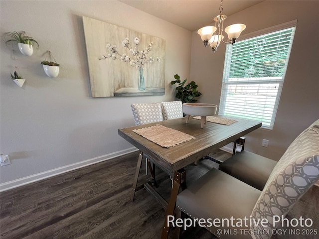 8327 E Queens St, Broken Arrow, OK 74014 - dining room with an inviting chandelier, baseboards, and wood finished floors