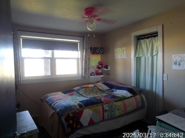 bedroom featuring ceiling fan