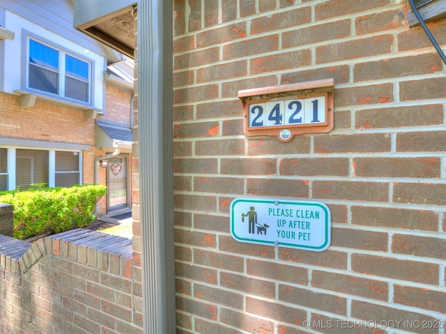details featuring brick siding