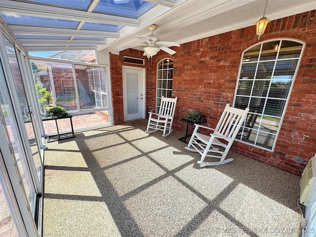 view of patio with ceiling fan