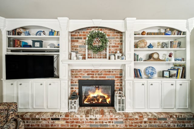 4721 S Irvington Pl, Tulsa, OK 74135 - living room featuring a brick fireplace