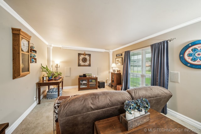 4721 S Irvington Pl, Tulsa, OK 74135 - carpeted living room with crown molding and baseboards
