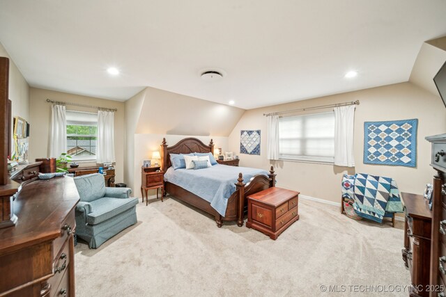 4721 S Irvington Pl, Tulsa, OK 74135 - bedroom featuring vaulted ceiling, carpet floors, and recessed lighting