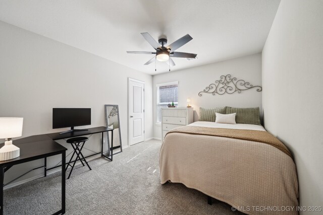 4218 W Village Park Dr, Skiatook, OK 74070 - bedroom featuring baseboards, ceiling fan, and carpet floors
