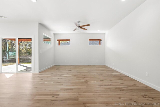 13242 E 4th Pl, Tulsa, OK 74108 - unfurnished room featuring baseboards, a ceiling fan, light wood-style flooring, and recessed lighting
