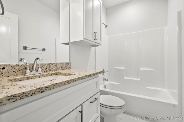 13242 E 4th Pl, Tulsa, OK 74108 - full bath with vanity, toilet, marble finish floor, and shower / bathing tub combination