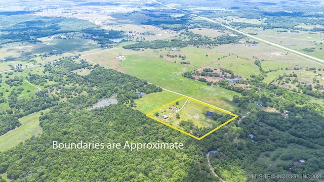 bird's eye view with a rural view