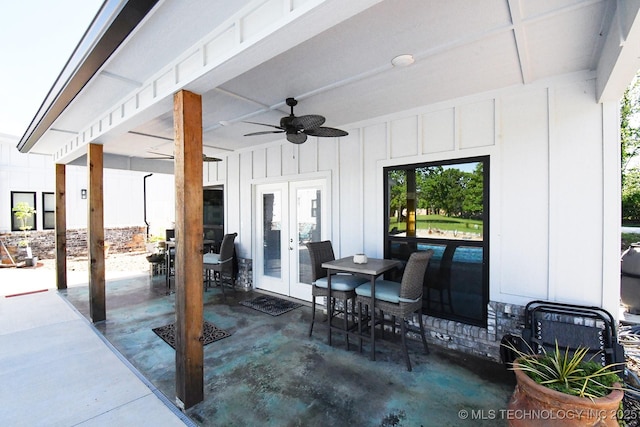 view of patio / terrace featuring french doors and a ceiling fan