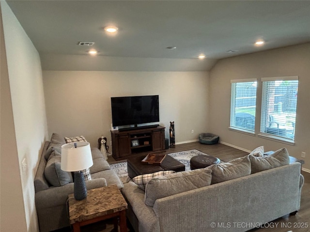 4242 W Village Park Dr, Skiatook, OK 74070 - living area with baseboards, recessed lighting, visible vents, and wood finished floors