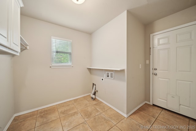 4712 N Narcissus Ave, Broken Arrow, OK 74012 - clothes washing area featuring electric dryer hookup, hookup for a washing machine, cabinet space, and light tile patterned floors