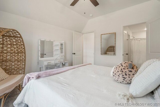 16804 E 43rd St S, Tulsa, OK 74134 - bedroom featuring lofted ceiling and a ceiling fan