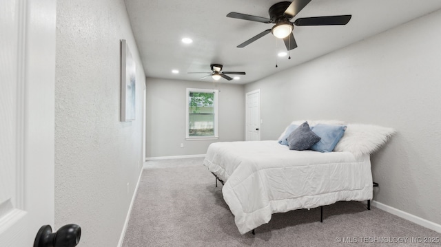 4010 E Harris, Muskogee, OK 74403 - bedroom with carpet, a textured wall, baseboards, and recessed lighting
